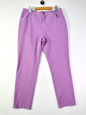 Marble Straight Leg Jeans Lavender Pastel Stretch Denim High Rise Crop Size 10